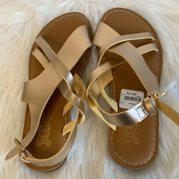 Rasolli Rose gold Sandals Elegant Criss-Cross Design - Picture 4 of 6